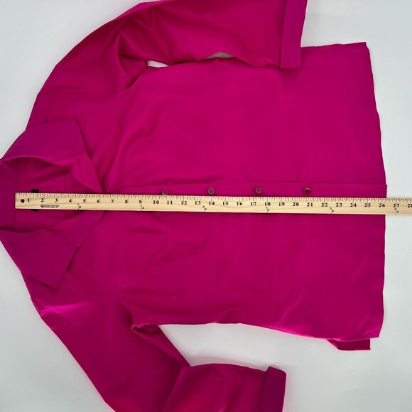 Talbots Womens Silk Button Up Blouse Size L? Petite Fuchsia Long Sleeve - Picture 6 of 10